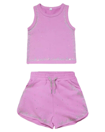 Pink-Purple Diamond Sparkle Short Set
