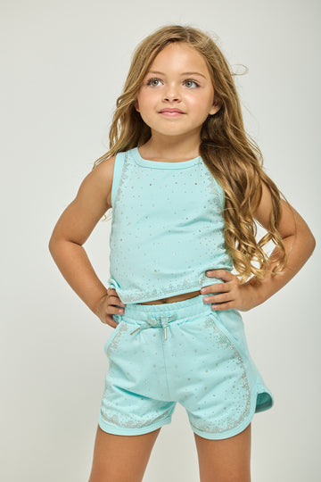 Teal Diamond Sparkle Top & Short Set