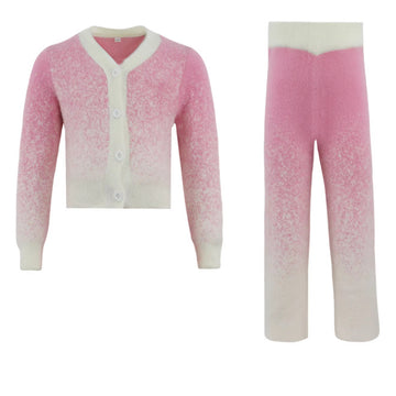 Pre-Order Ombre Pink Cozy Button-Up Sweater Set