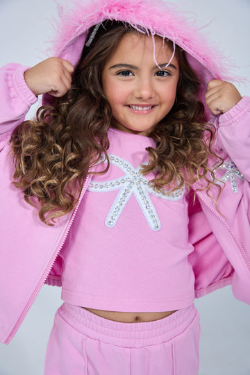 Fringe Purple Feather & Bow 3 Piece Set