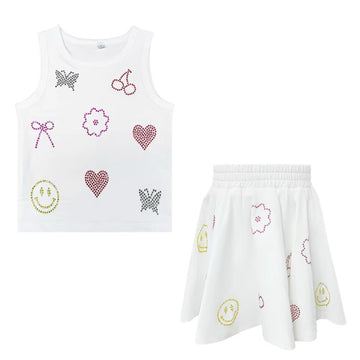 Pre-Order White Charm Top & Skort Set