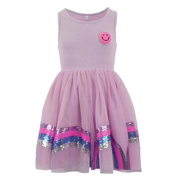 Pre-Order Purple Smiley Rainbow Racer Back Dress