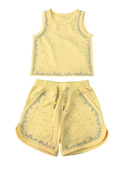 Pre-Order Yellow Diamond Sparkle Top & Short Set
