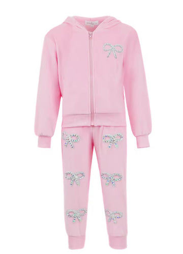 Plush Pink Bow Jogger Set