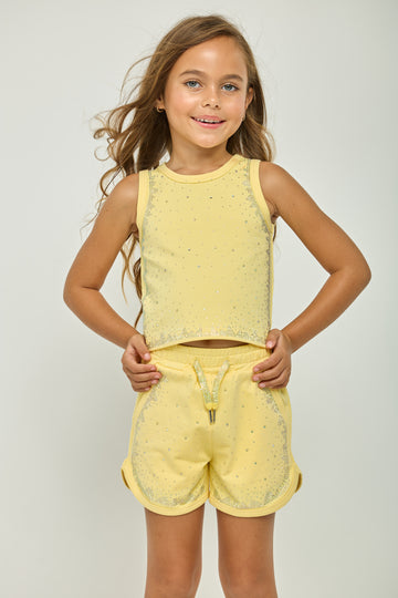 Pre-Order Yellow Diamond Sparkle Top & Short Set