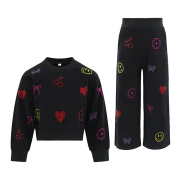 Pre-Order Black Crystal Charm Jacket & Pant Set