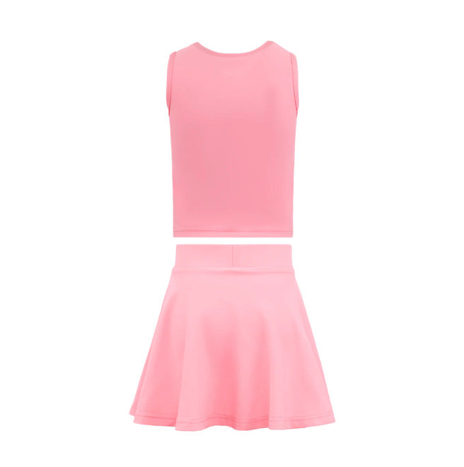 Pre-Order Neon Coral Crystal Bow Top & Skort Set