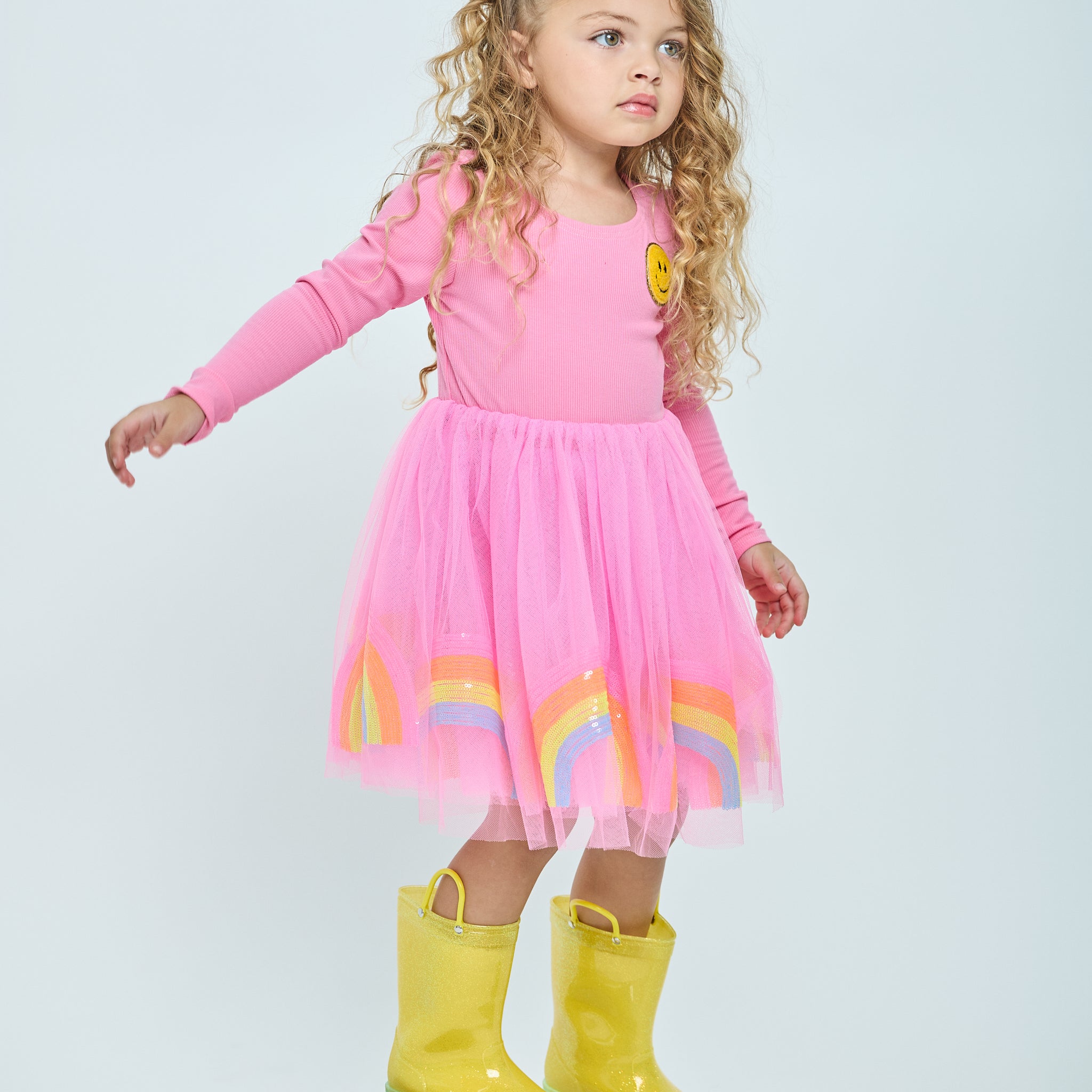 rainbow long sleeve dress Multi Metallic Rainbow Plisse Ruffle Maxi Party Dress