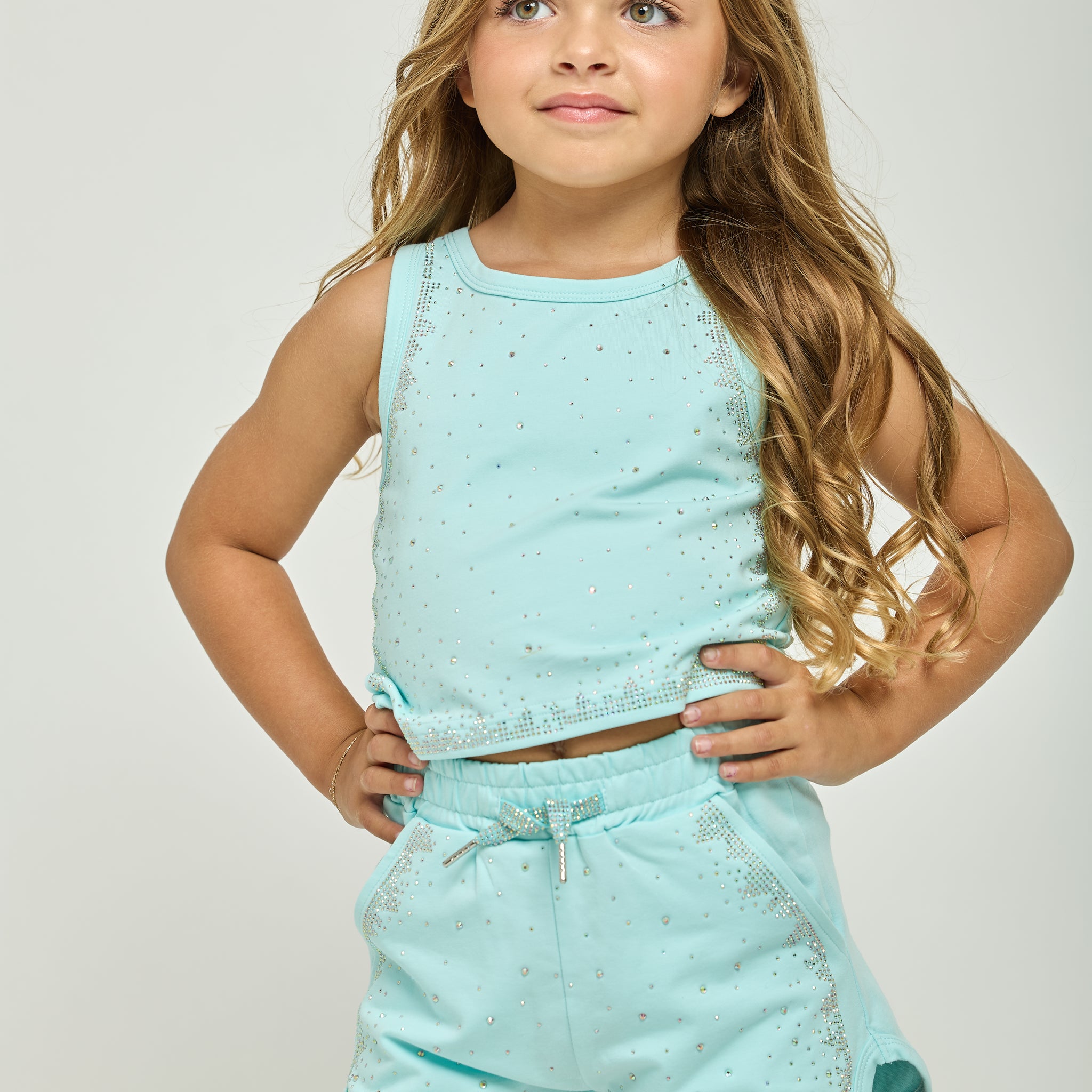 Teal Diamond Sparkle Top & Short Set