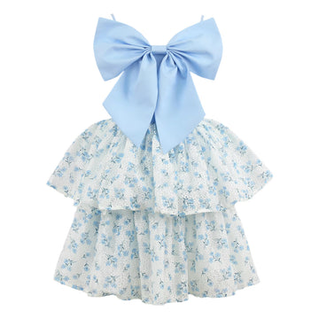 Pre-Order Blue Belle Bow Ruffle Dress