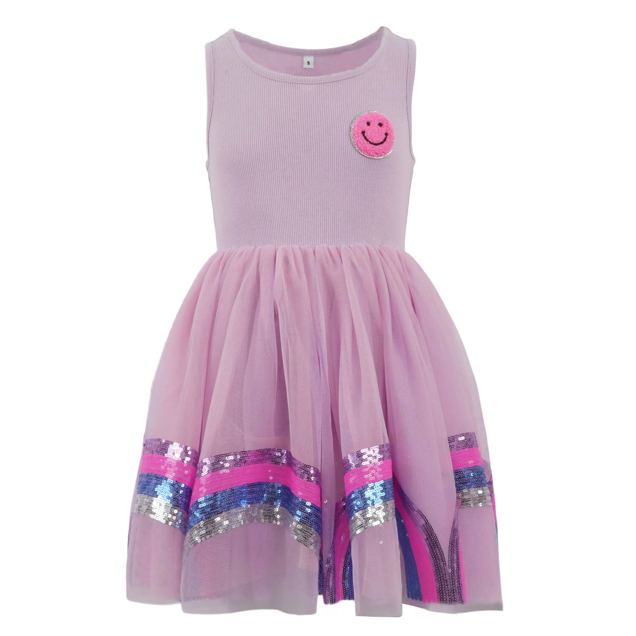 Pre-Order Purple Smiley Rainbow Racer Back Dress
