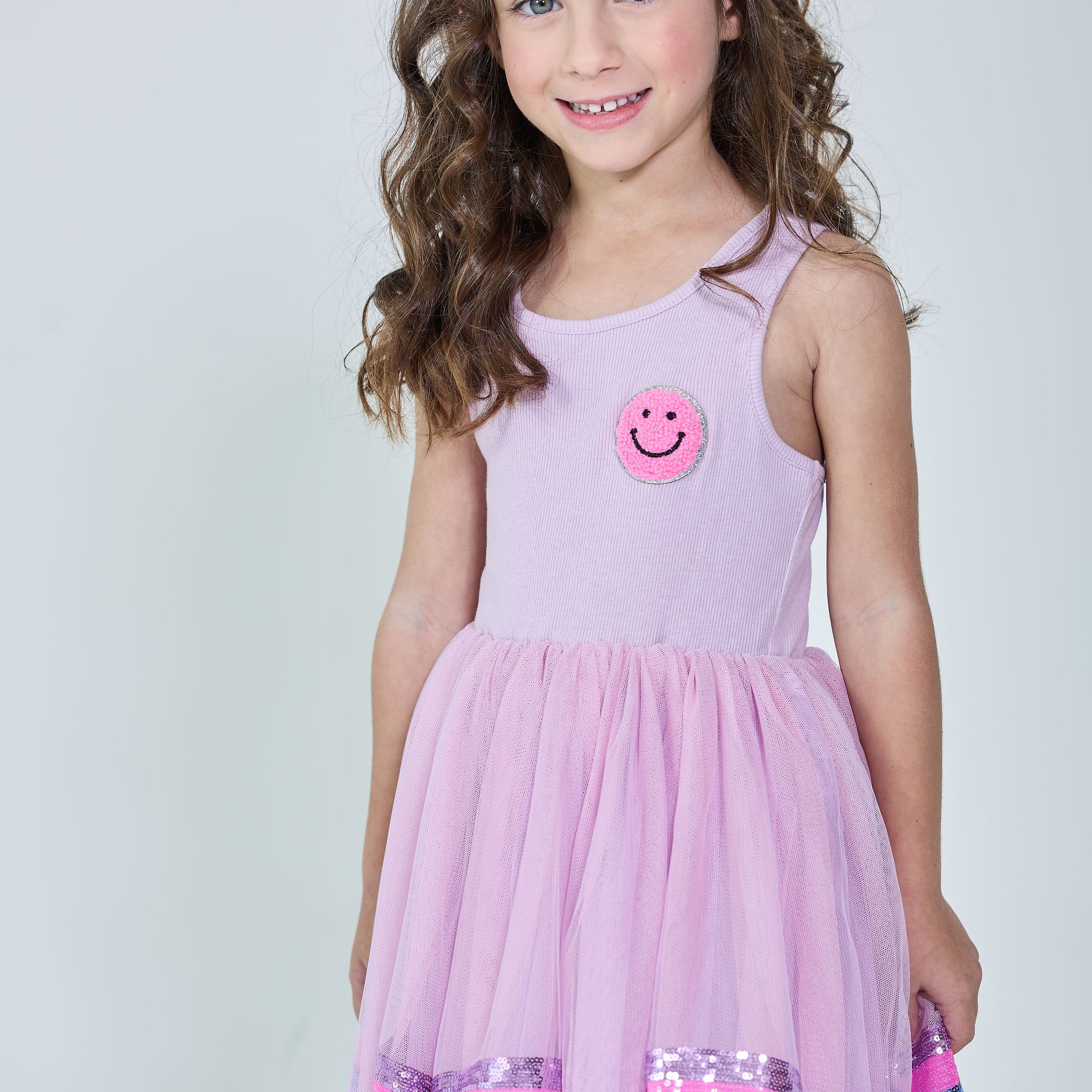 Pre-Order Purple Smiley Rainbow Racer Back Dress