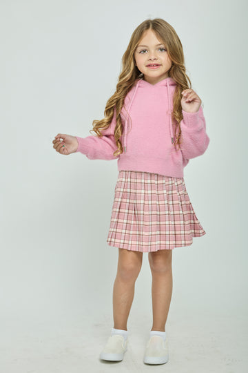 Pre-Order Pink Prep Cozy Sweater & Plaid Skort Set