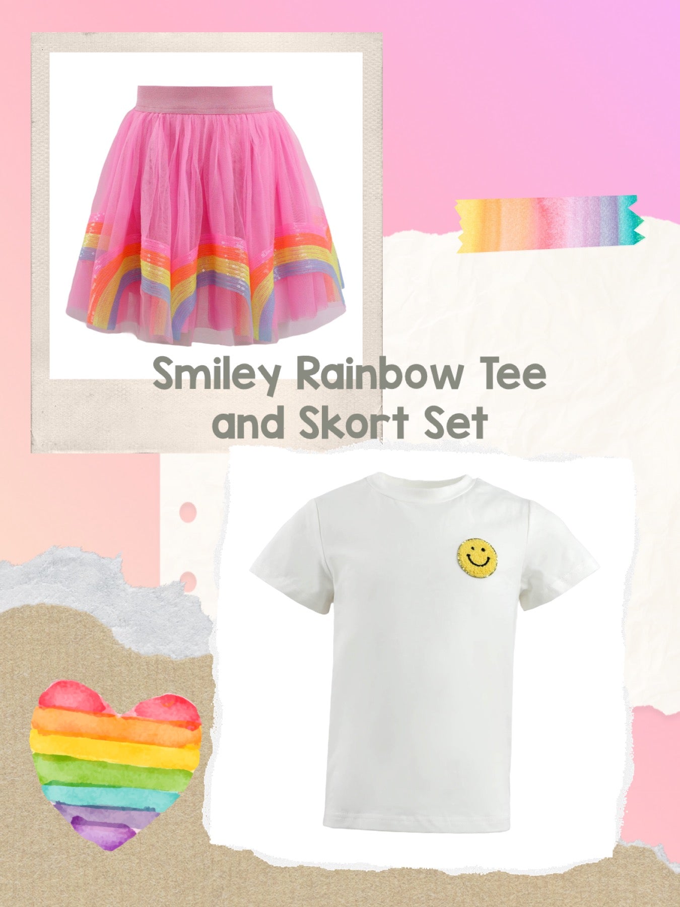 Smiley Rainbow Tee & Skort Set