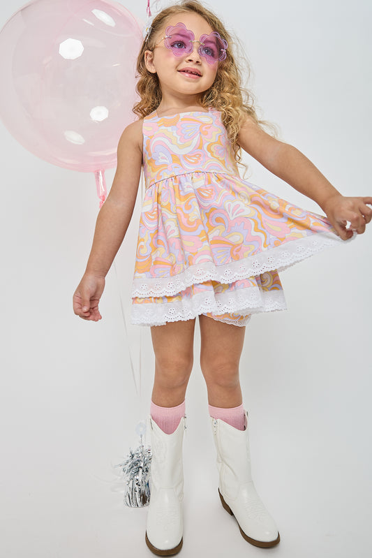 Pastel Groovy Child Dress & Short Set