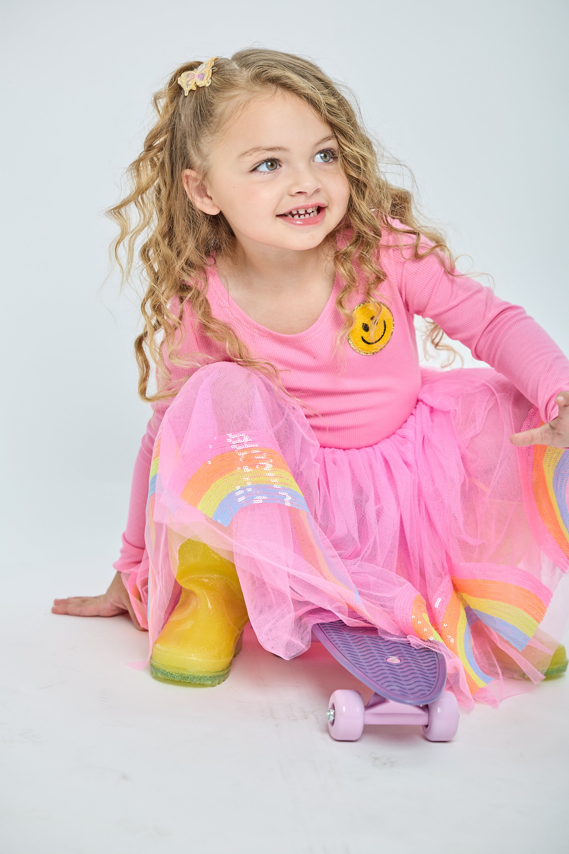 pink smiley face dress Lola and The Boys Pinkie Happy Emoji Dress