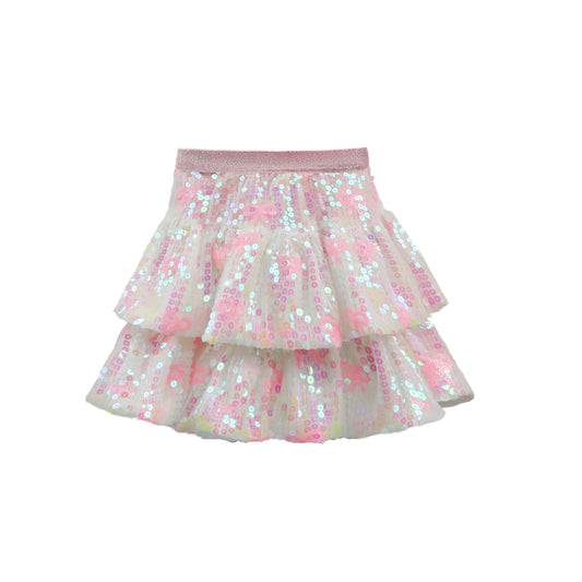 Pink Bow Sequin Skort