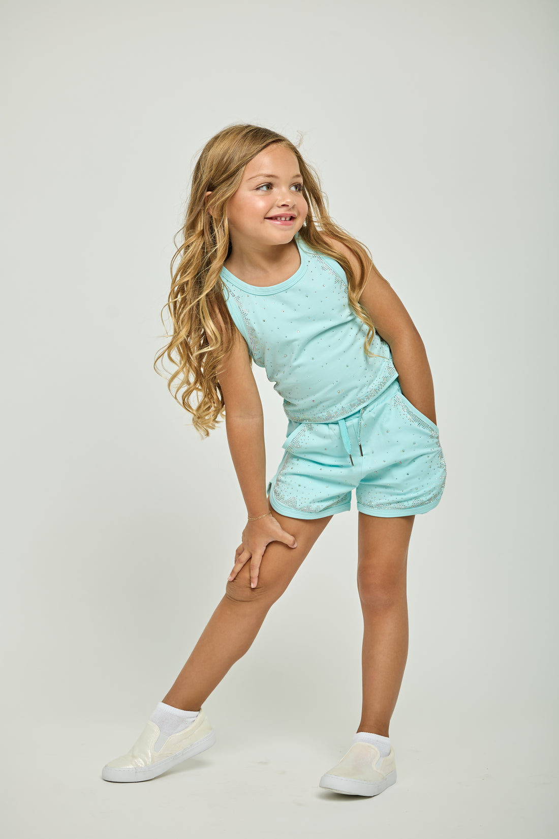 Teal Diamond Sparkle Top & Short Set