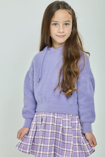 Pre-Order Purple Prep Cozy Sweater & Plaid Skort Set