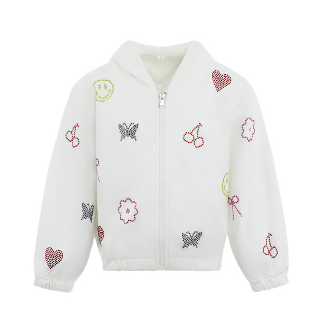 Pre-Order White Crystal Charm Jacket & Pant Set