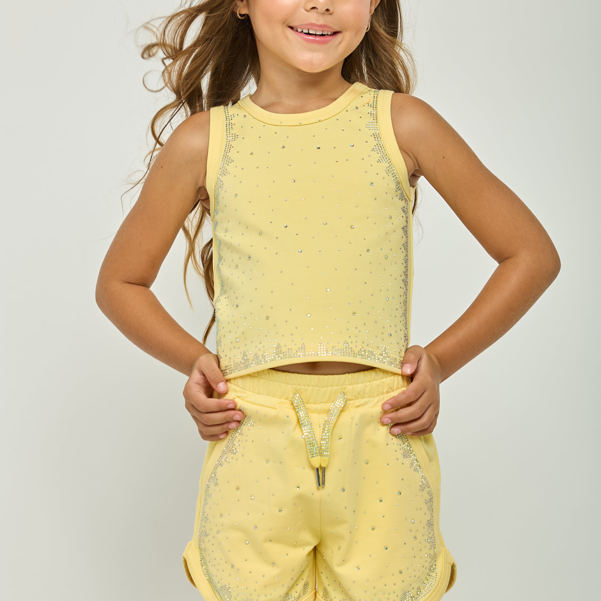 Pre-Order Yellow Diamond Sparkle Top & Short Set