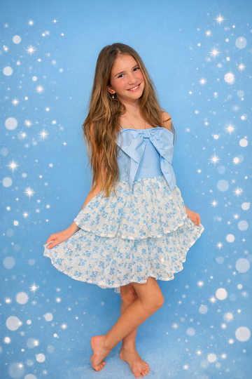 Blue Belle Bow Ruffle Dress