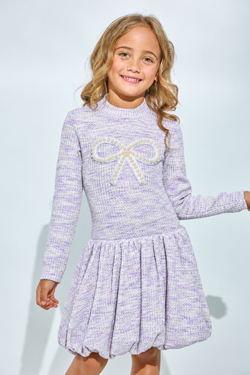 Pre-Order Purple Pop Pearl Bow Bubble Dress