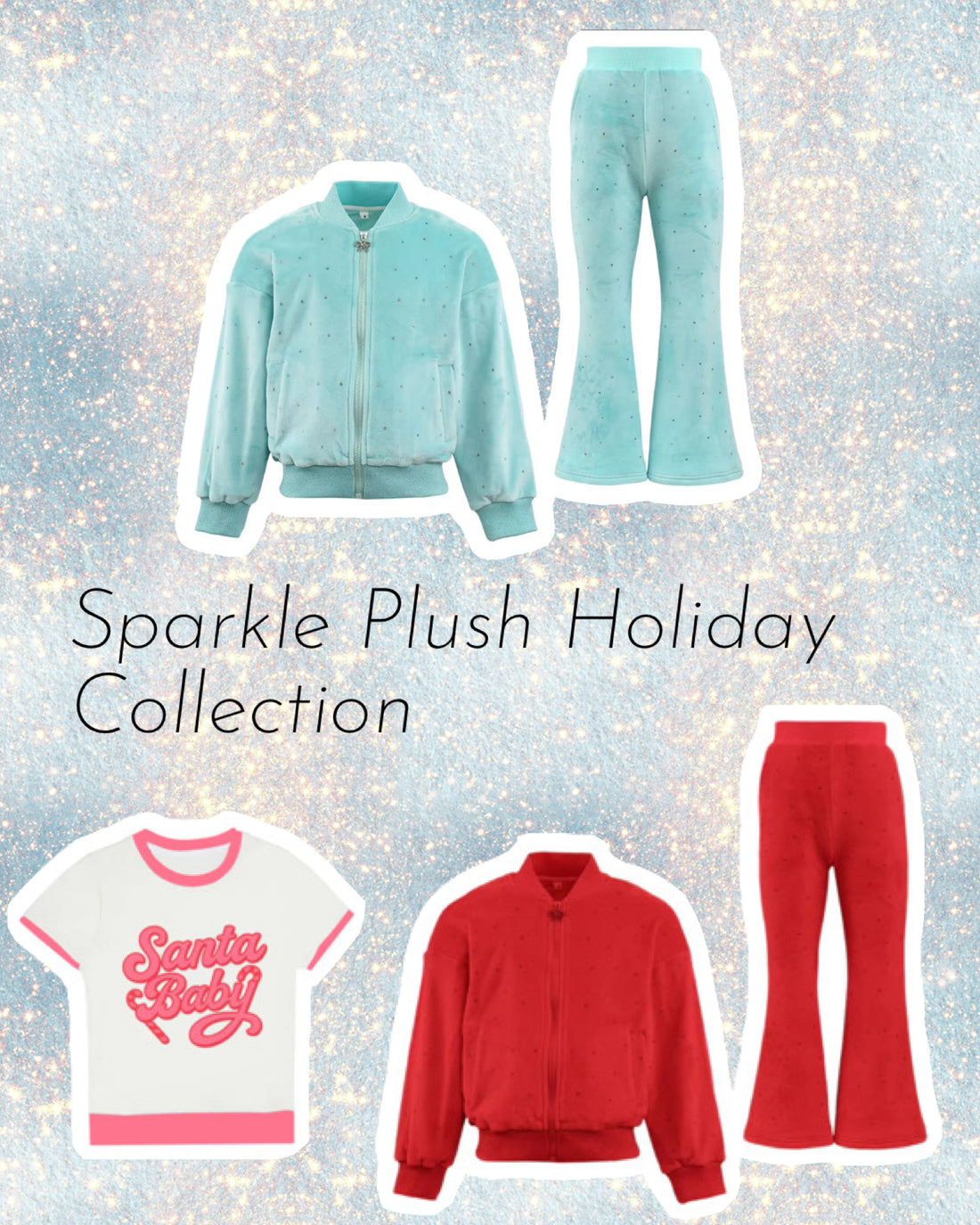 Pre-Order Red Sparkle Plush Jacket & Bellbottom Set