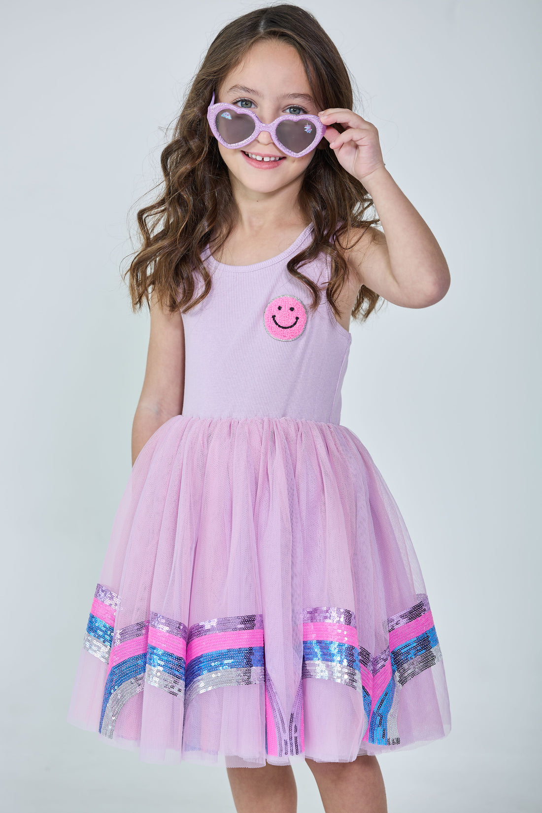 Pre-Order Purple Smiley Rainbow Racer Back Dress