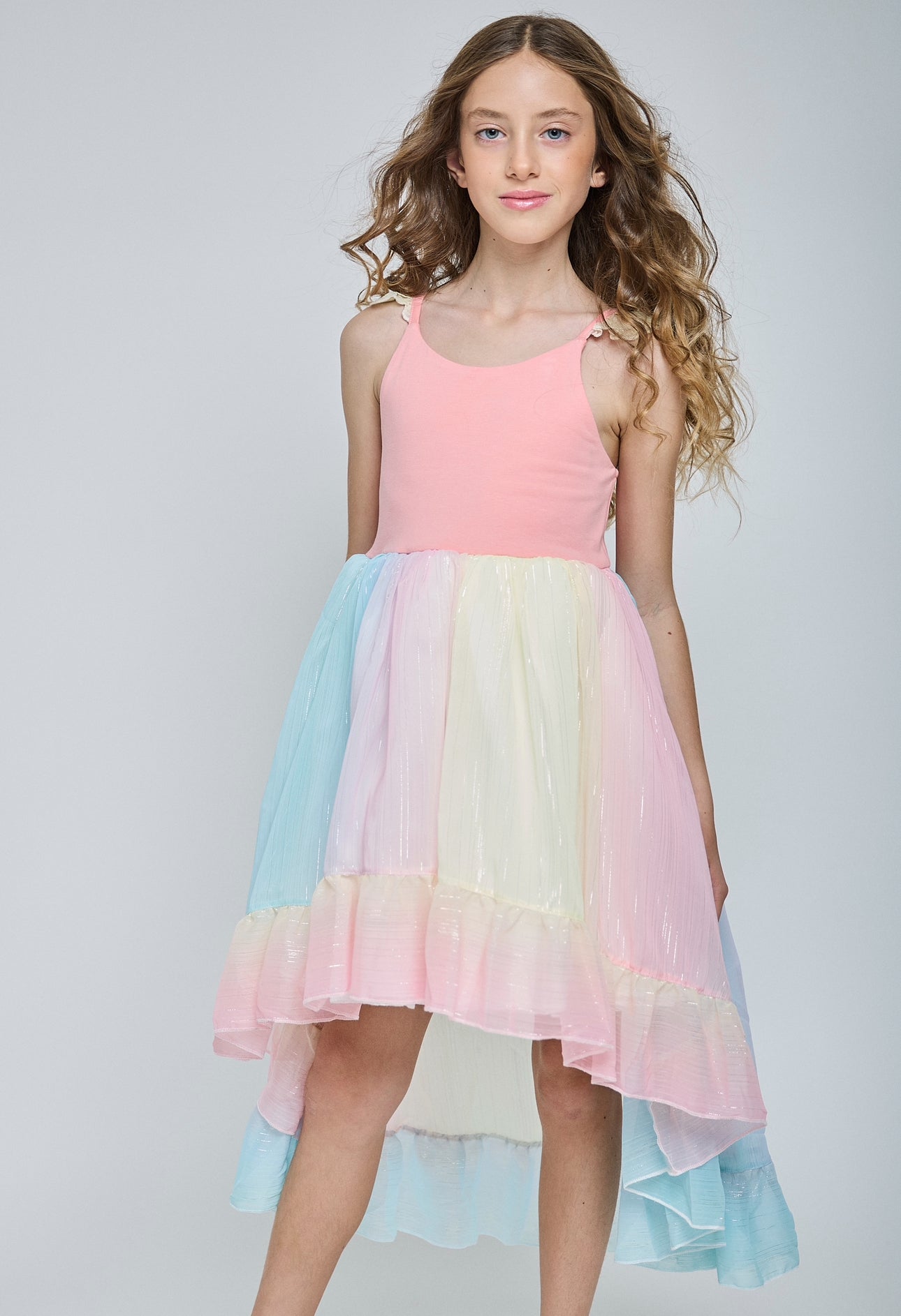 Popular Rainbow hi-low dress