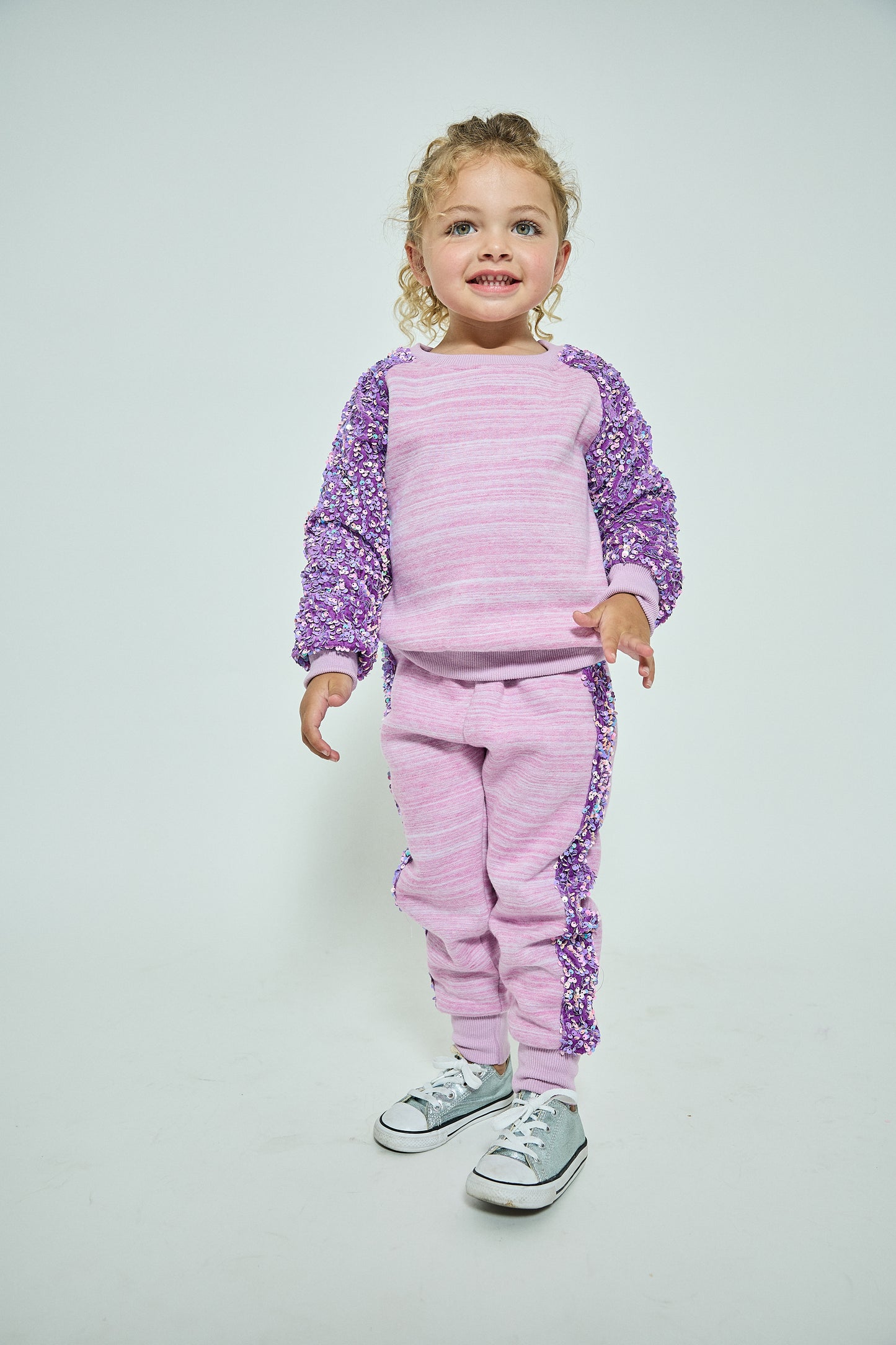 Sporty Princess Purple Sequined Sweat Set