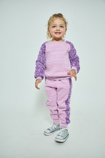 Sporty Princess Purple Sequined Sweat Set