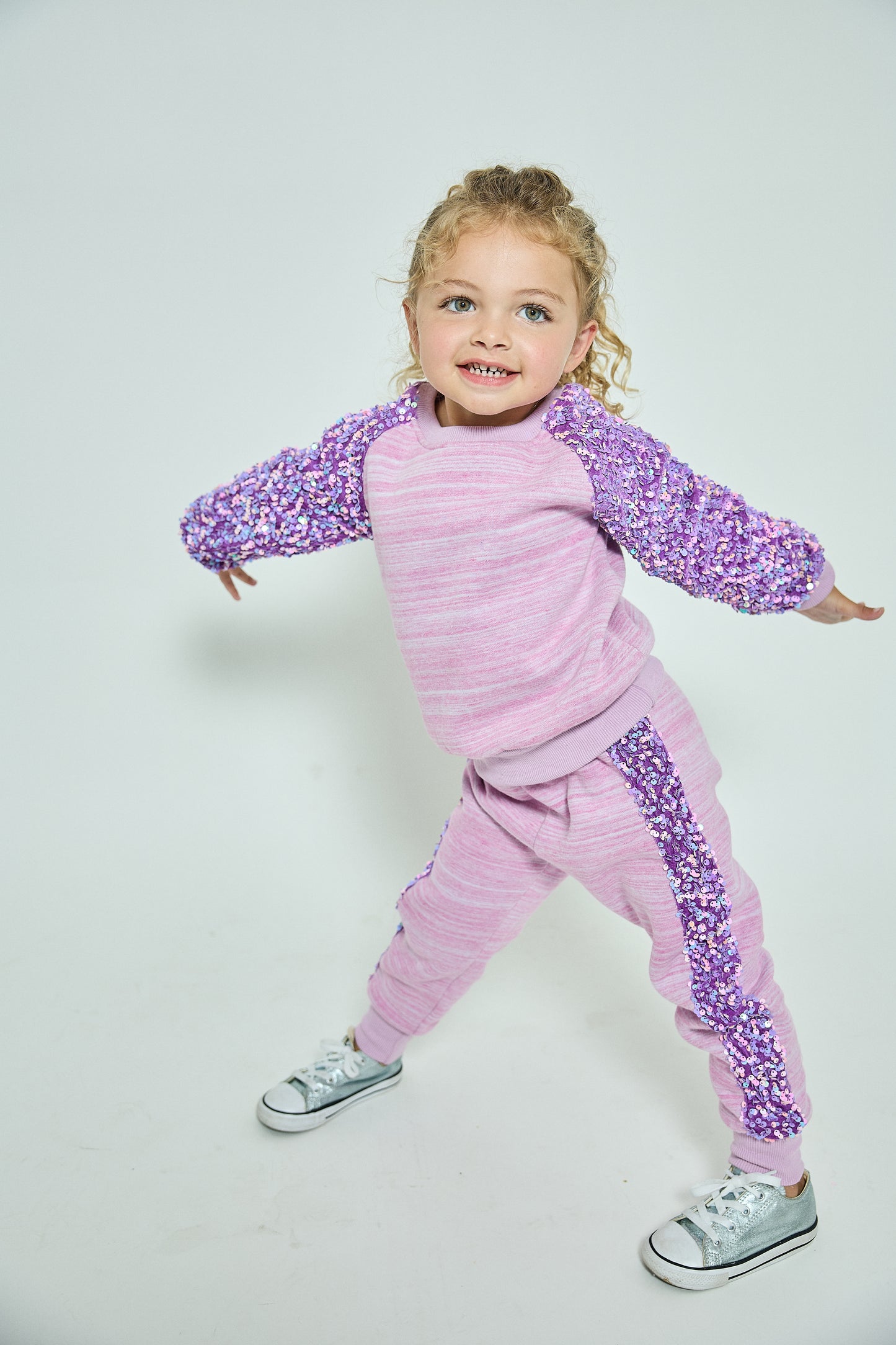 Sporty Princess Purple Sequined Sweat Set